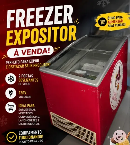 Freezer Expositor Vertical Sorvete/Congelados 220V - Funcionando Perfeitamente