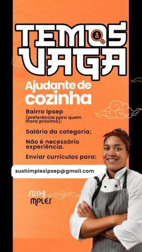 Vaga para ajudante de cozinha 
