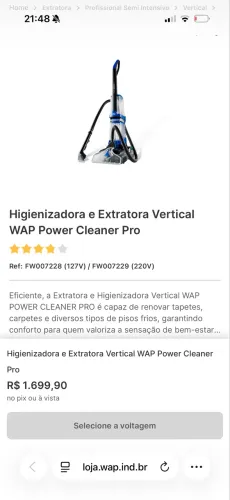 Higienizadora Extratora WAP Power Cleaner Pro - Semi Nova