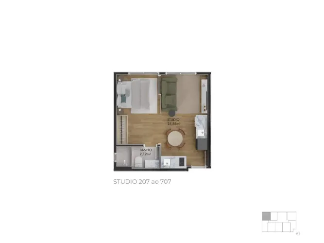 Studio 1 quarto Centro Florianópolis Pace Studios