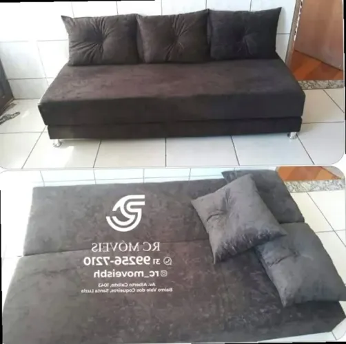 Sofá Cama Bicama 1,70m Suede D33 Compacto e Funcional