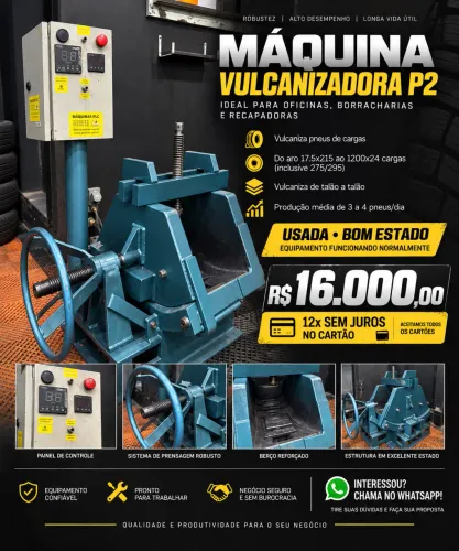 Máquina Vulcanizar Pneu Passeio e Pesada