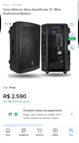 Caixa Retorno Ativa Amplificada 12¨ 180w Profissional Makpro
