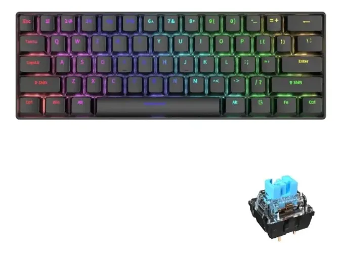Teclado Mecânico 60% Hotswap H61k Gamer Usb-c Português Br