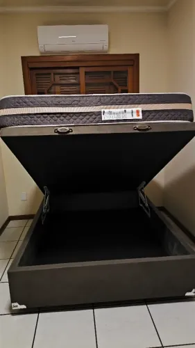 Cama Casal: Colchão molas ensacadas + Box baú + Cabeceira