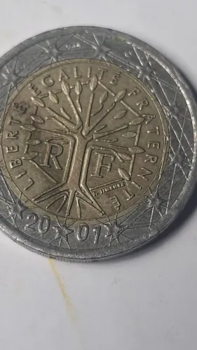 Moeda 2 Euros 2001 Bimetal FR com os dois zeros cortado
