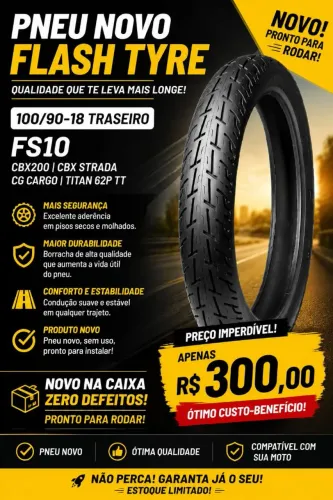 PNEU TRASEIRO NOVO 100/90-18 FLASH TYRE