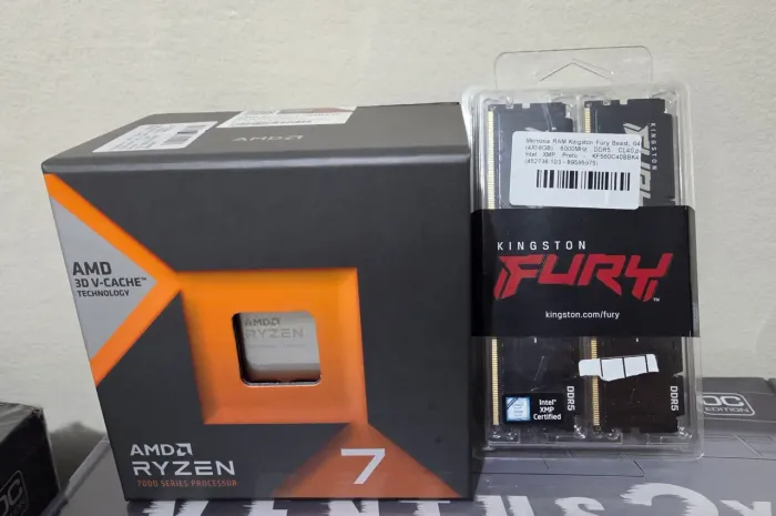 (Lacrados) Kit Upgrade Ryzen 7 7800x3d + Memória DDR5 2x16GB Kingston 6000MHz CL40