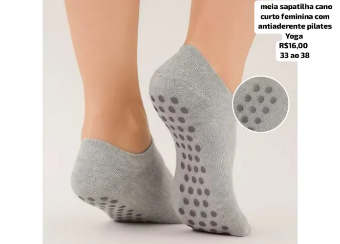 Meia sapatilha cano sapatilha cano curto feminina com antiaderente Yoga pilates 