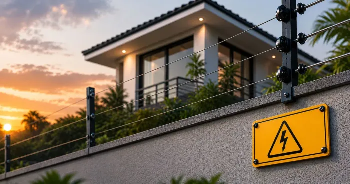 Sistema de cerca elétrica convencional simples para residência