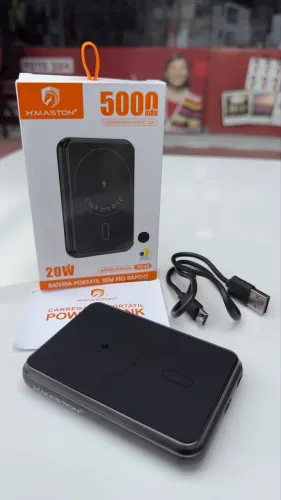 Bateria Portátil Por Indução e Cabos 20W