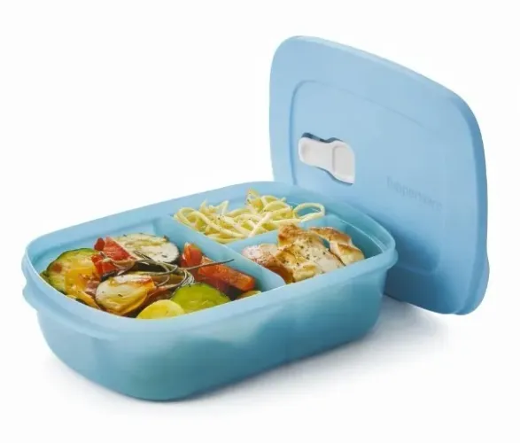 Tupperware Retangular com Divisórias Geração ll 1 litro Azul Céu - marmita microondas