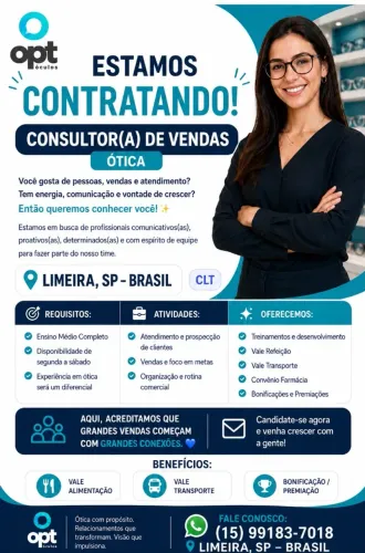 Consultores de vendas ótica