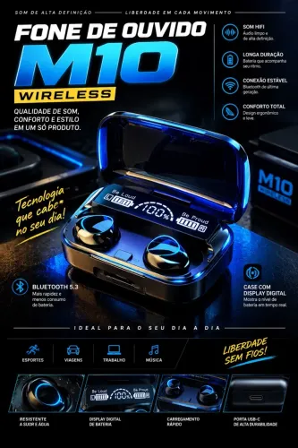? Fone Bluetooth Premium - Som Potente, Design Moderno e Liberdade Sem Fios! ?