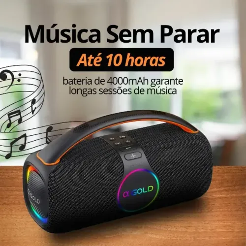 Caixa De Som Bluetooth Ipx6 Prova D'agua 80w Gold
