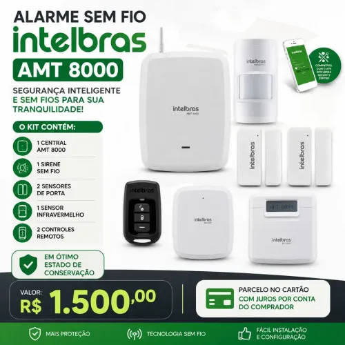 Kit alarme intelbras AMT8000 sem fio