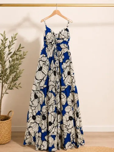 vestido farm longo floral paula