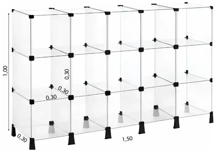 Balcão De Atendimento Modulado De Vidro 15 Nichos 30x30