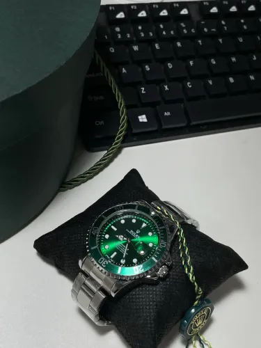 Relógio Rolex Masculino Aço inoxidável fundo verde