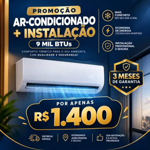 ? AR-CONDICIONADO + INSTALAÇÃO POR APENAS R$ 1.400!