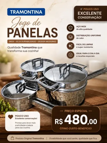 Jogo de panela inox Tramontina