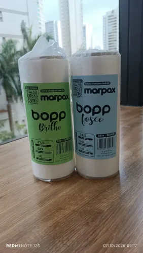 Kit BOPP brilho + fosco( 21,5 cm x 50 metros- 18 micras) da Marpax