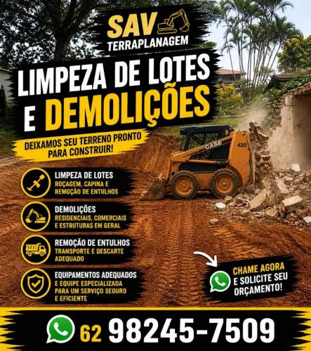 Limpeza de lotes e demoliçoes 
