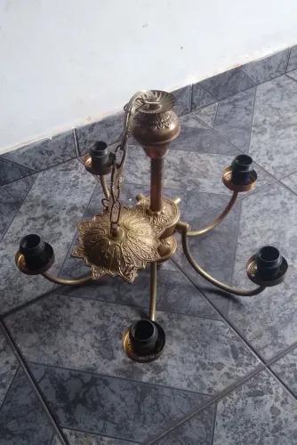 Lustre retrô em bronze e latão dourado