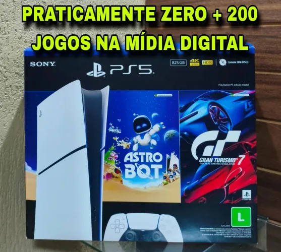 PS5 slim nova geração na caixa com jogos