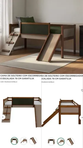 Cama com Escorregador e Escalada 78 cm Garatuja, da Tok&Stok