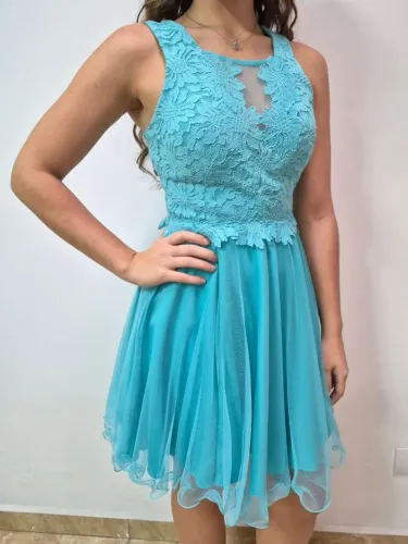 Vestido curto de festa Azul Tiffany