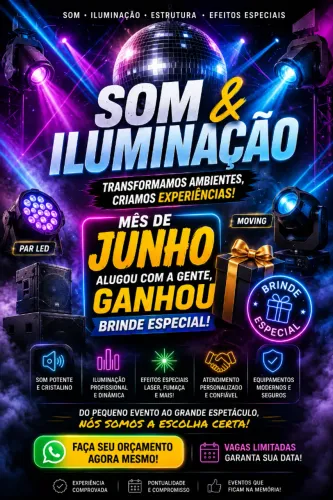 Som, iluminação jogos de luz aluguel/locação de equipamentos 