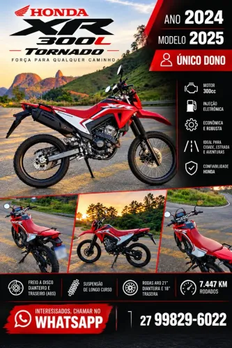 HONDA XR 300L TORNADO 24/25 - 7.447 KM - ÚNICO DONO - IMPECÁVEL