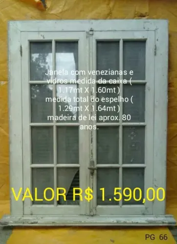 JANELA ANTIGA USADA ESTILO INGLÊS COM MAIS DE 80 ANOS EM  BOM  ESTADO  DE  CONSERVAÇÃO 
