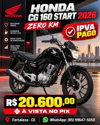 Honda CG 160 Start 2026 | 0 KM | IPVA Pago