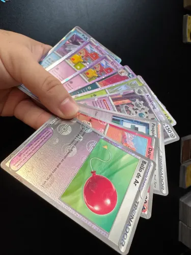 lote de cartas pokémon tcg +450 cartas raras holo + lata