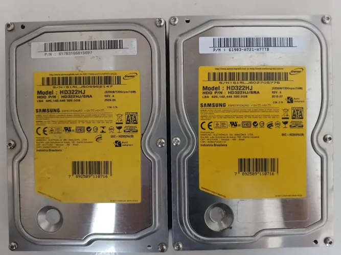 2 HDs Samsung 320 GB 100% saudável