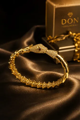 Bracelete Serpente em Ouro 18k 750 e brilhantes 