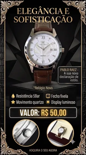 Relógio Masculino PABLO RAEZ - Design de Luxo & Sofisticação