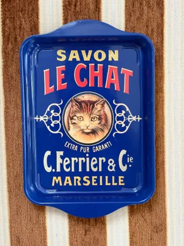Bandeja Em Metal Vintage Sabonete Francês Savon Le Chat