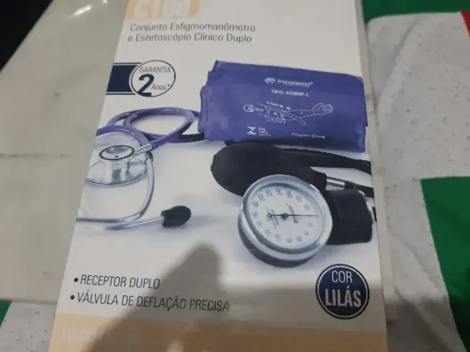 Kit Incoterm Esfigmomanômetro + Estetoscópio Clínico Duplo Lilás + Bolsa