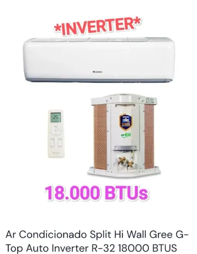 Ar Split Gree INVERTER 18.000 BTUs + Novo + Nota + Garantia Fábrica + Cartão 12x