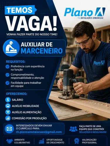 Vaga para auxiliar de marceneiro