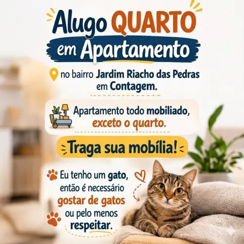 ? Vaga feminina em Contagem ? Jardim Riacho das Pedras<br>
