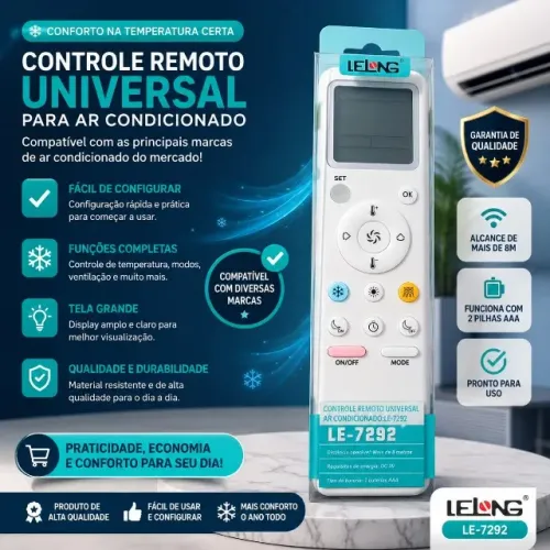 Controle Remoto Universal para Ar Condicionado  Le-7292 Lelong