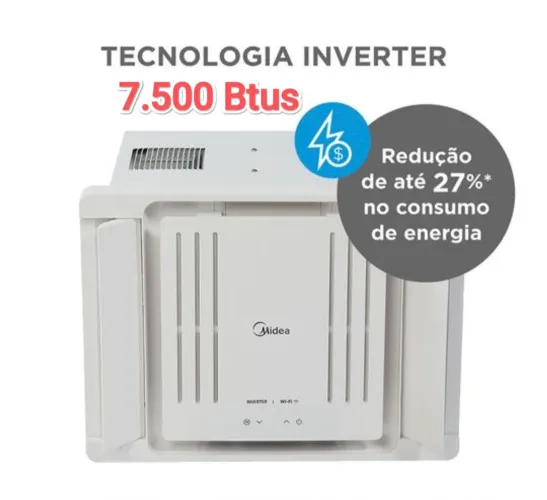 Ar Janela Midea INVERTER 7.500 BTUs+ Novo + Nota + 1 Ano Garantia+ Cartão 12X