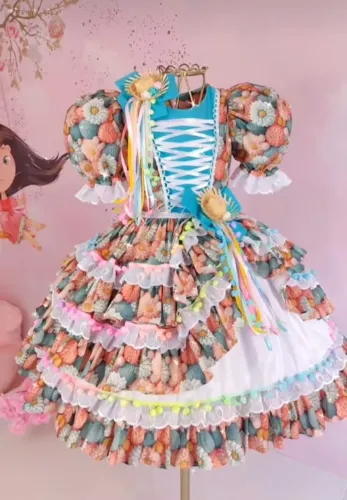 Vestido Festa Junina Luxo Infantil - Estilo Encantado, Exclusivo!