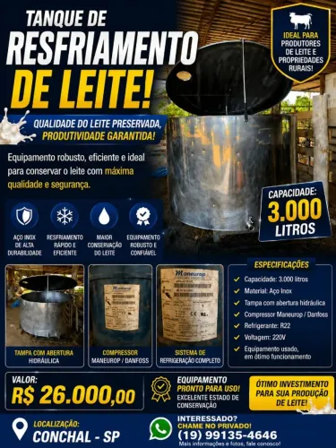 Tanque de Resfriamento de Leite