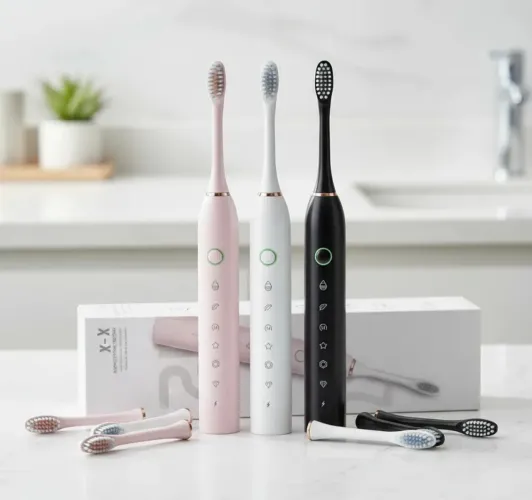 Escova de Dente Elétrica Sônica Recarregável USB 4 Cabeça