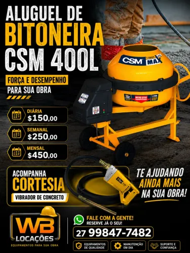 Aluguel Bitoneira 400LT